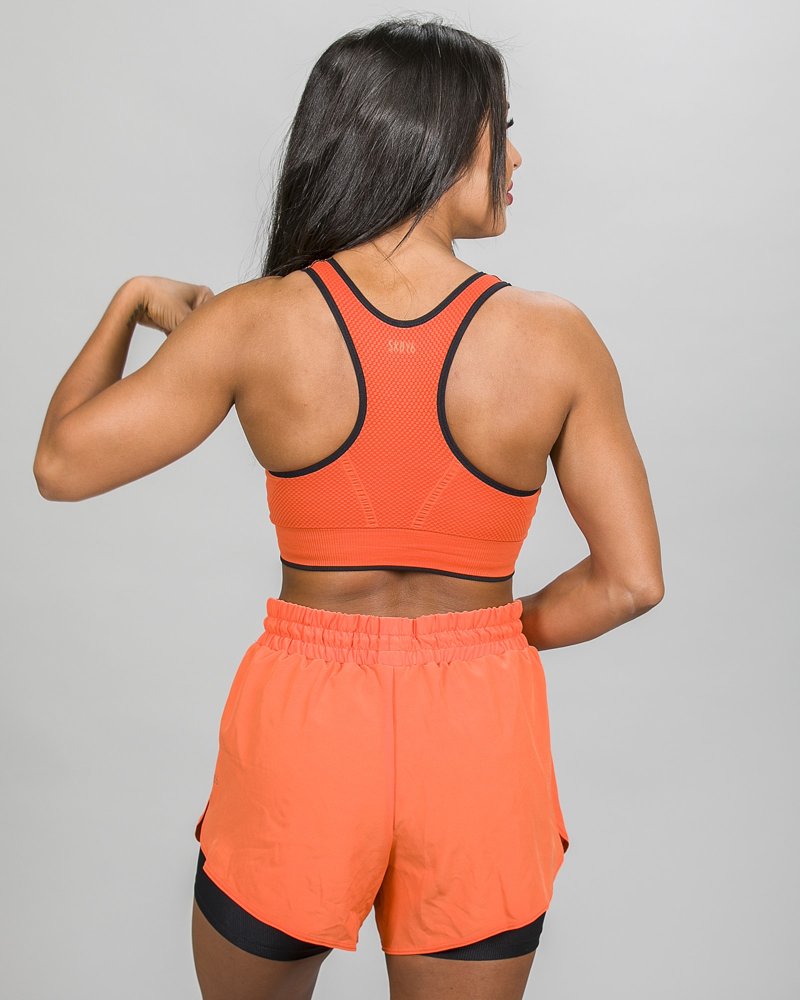 Skiny SK86 Shorts 083111and Crop Top 083094- Blazing Orange j