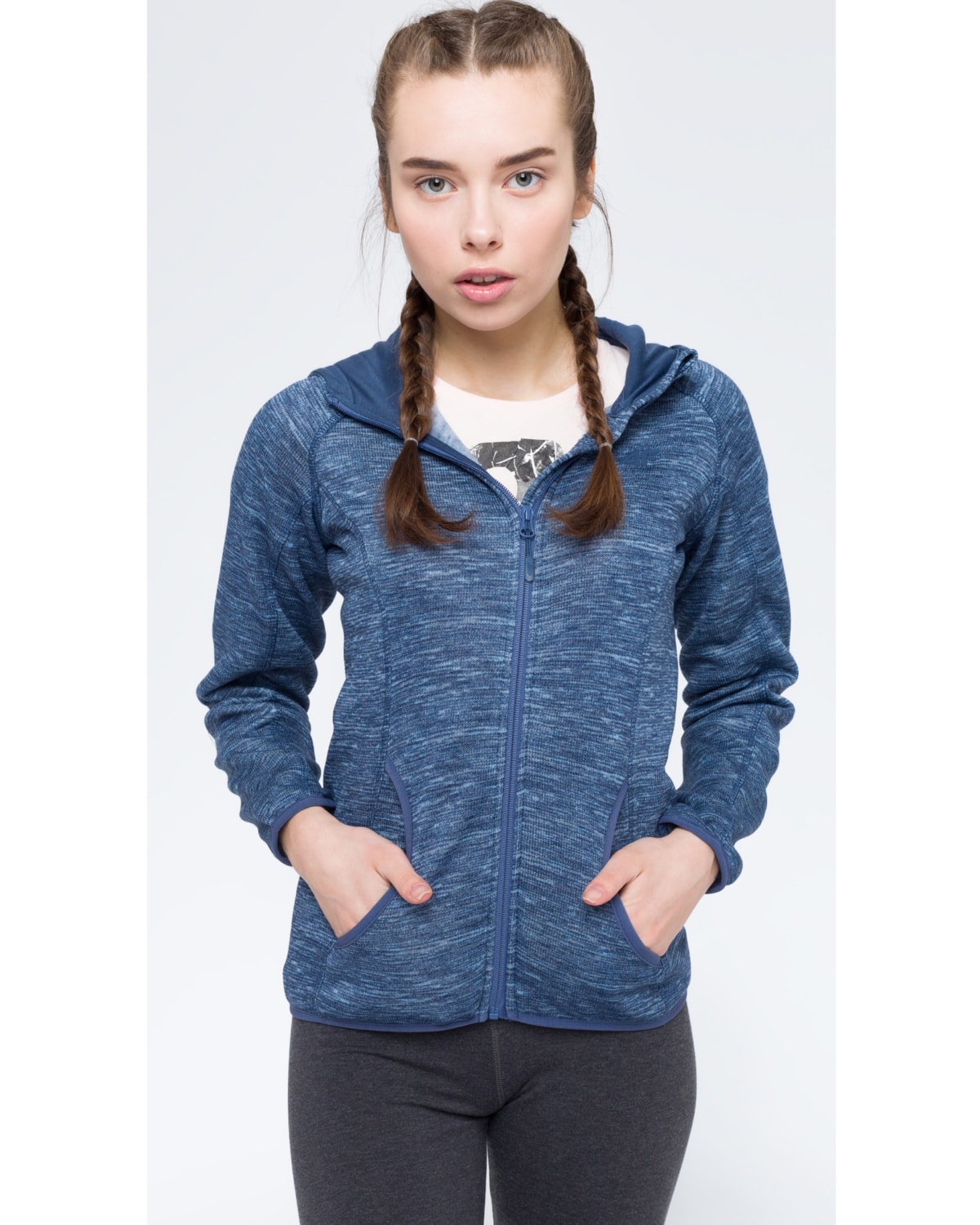 4F Women’s Fleece - Denim Melange - L - jakke