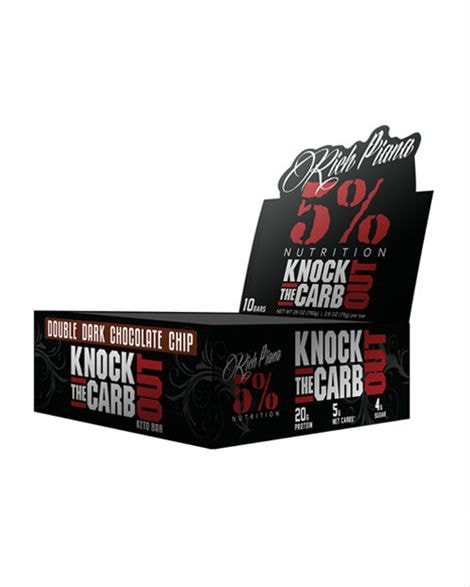 5% Nutrition Knock The Carb Out Protein Bar - Dark Chocolate Chip 10x68g - salt og