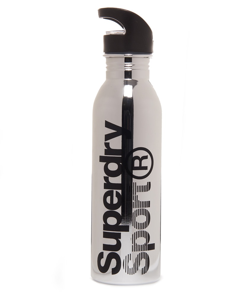 Superdry Stainless Steel Sports Bottle - Chrome - oil