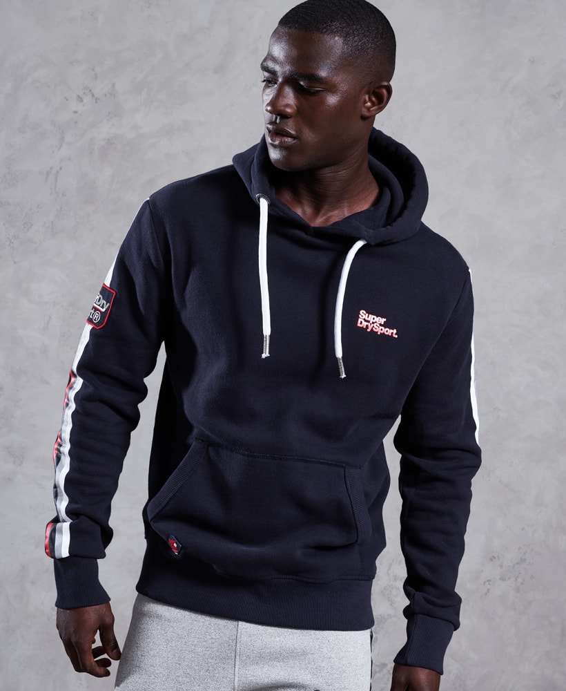 Superdry Mega Sport Label Hood - Navy - M - til trening