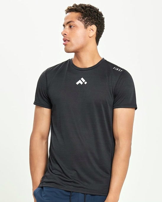 First Stay Training Tee - Black Melange - L - skjorte herre