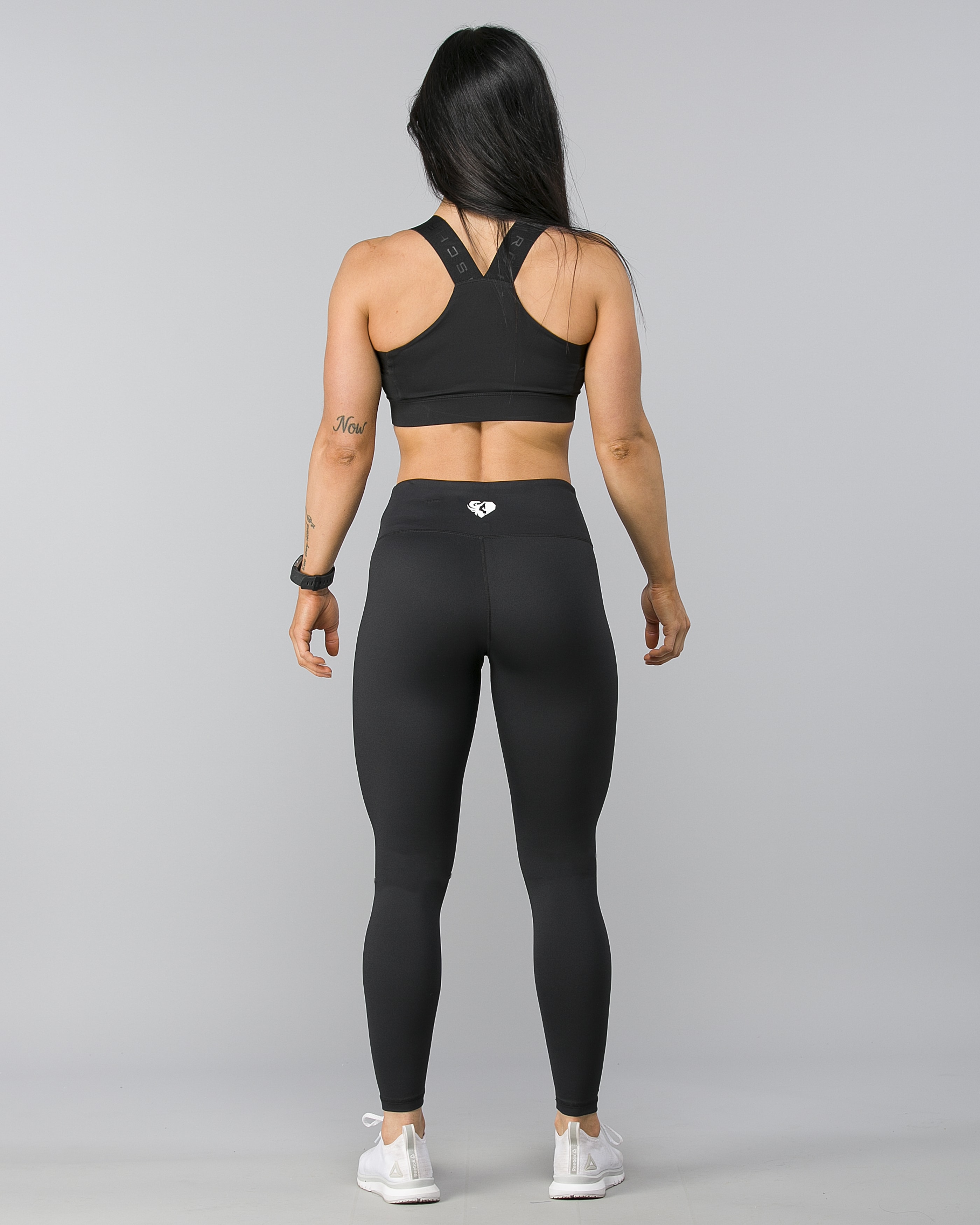 black high waist shirred leggings