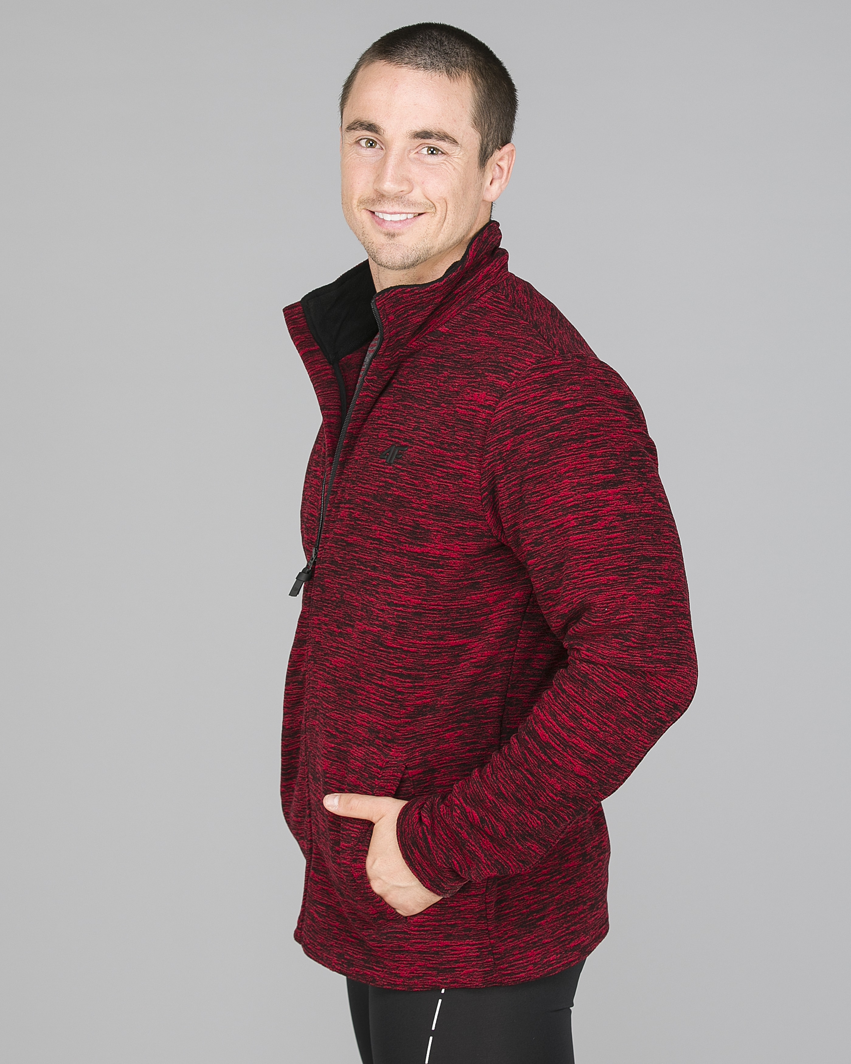 4F Fleece Men - Red Melange5