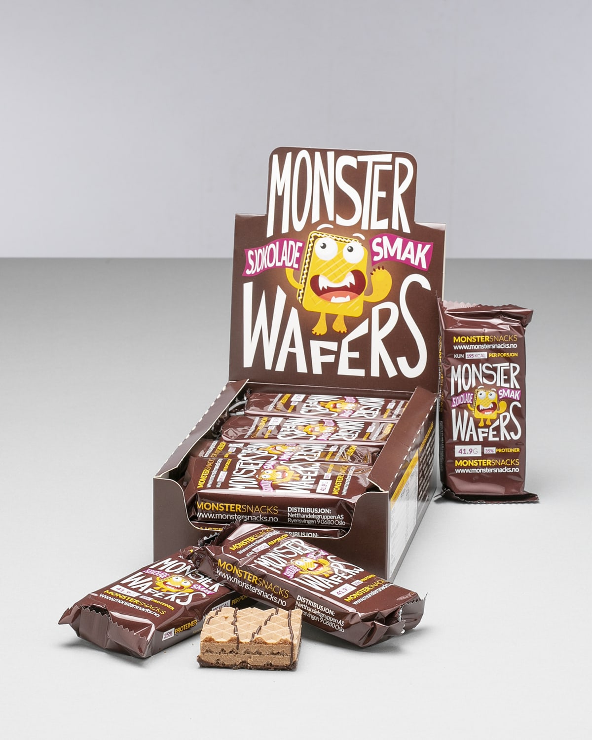 Monster Protein Chocolate Wafer 12x42g - sunn sjokolade