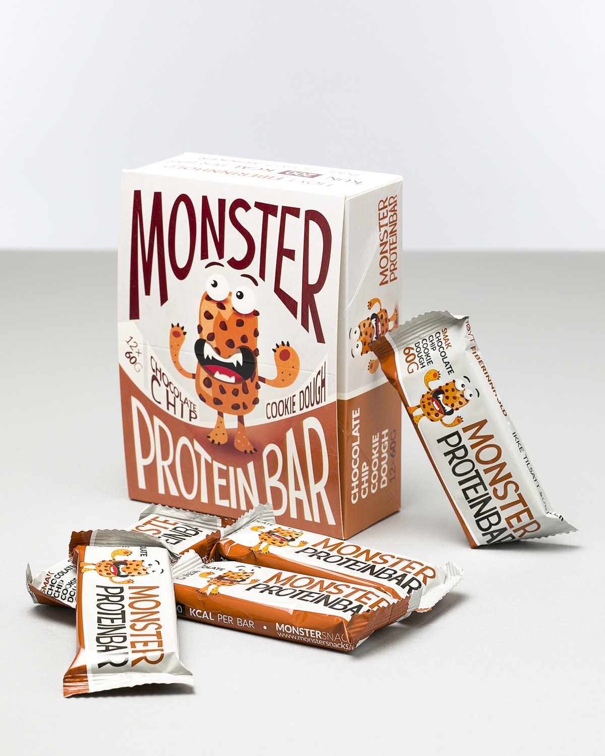 Monster Fiber Proteinbar Cookie Dough 12x60g - chocolate chip