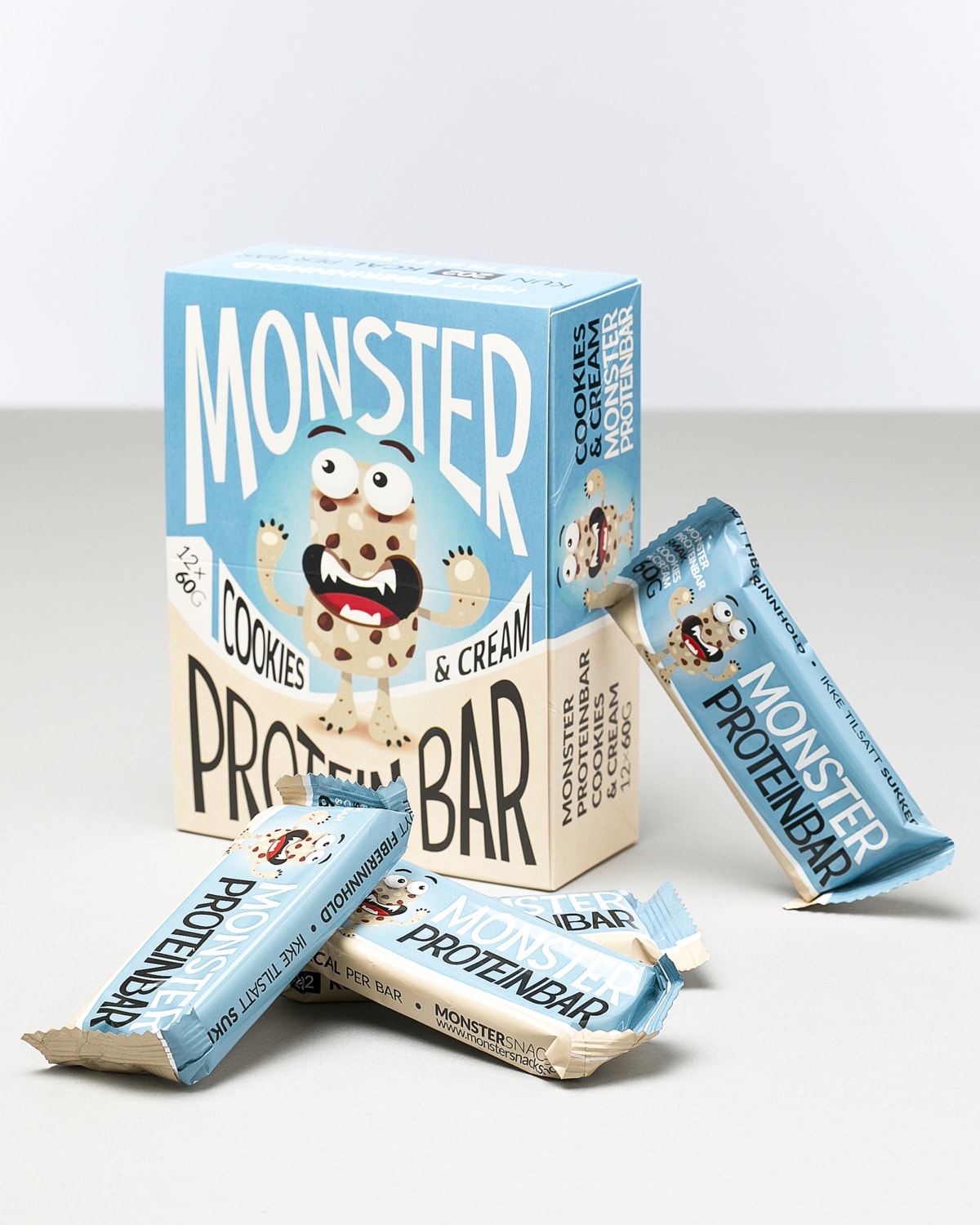 Monster Fiber Proteinbar Cookies & Cream 12x60g - til