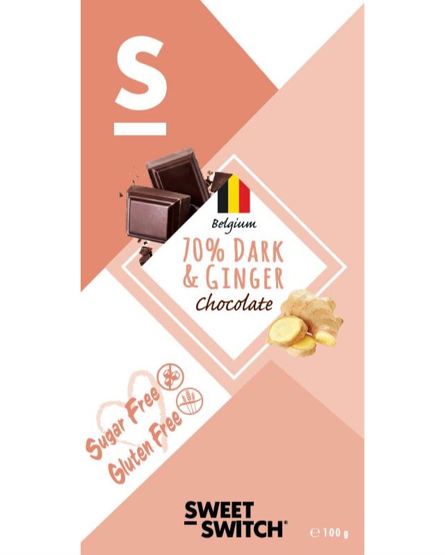 Sweet-Switch Sukkerfri Dark Chocolate Ginger 100g - gram protein