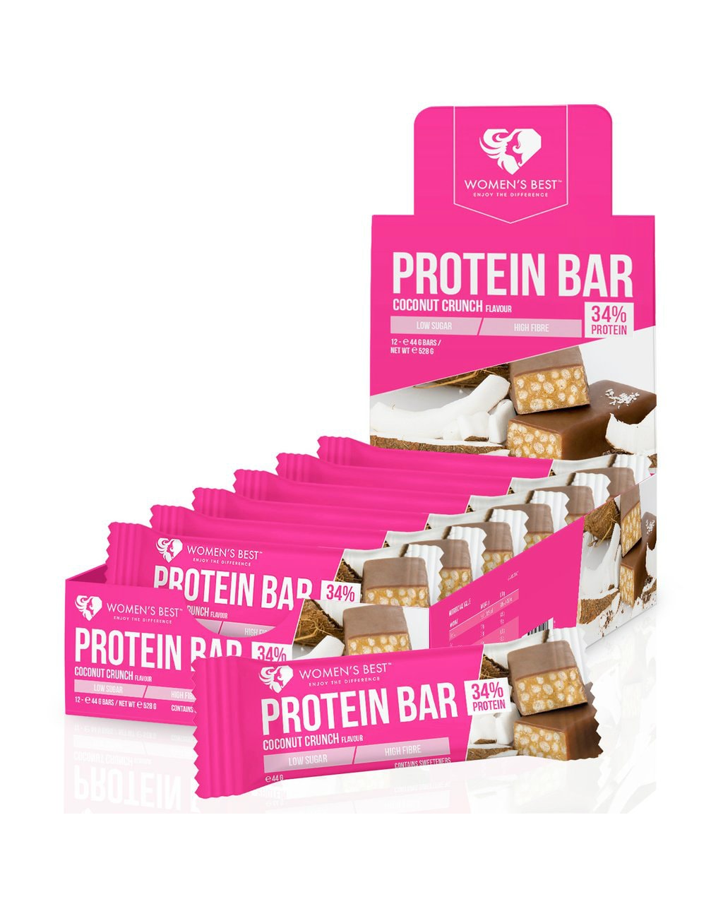 Women's Best Protein Bar Coconut Crunch 12x44g - cocoa powder