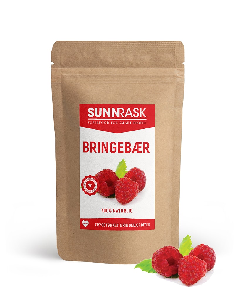 SunnRask - Frysetørket Bringebær 40g - nutrition protein