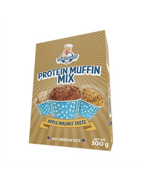 Franky's Bakery Proteinmuffins Apple & Walnut 500g - mørk sjokolade