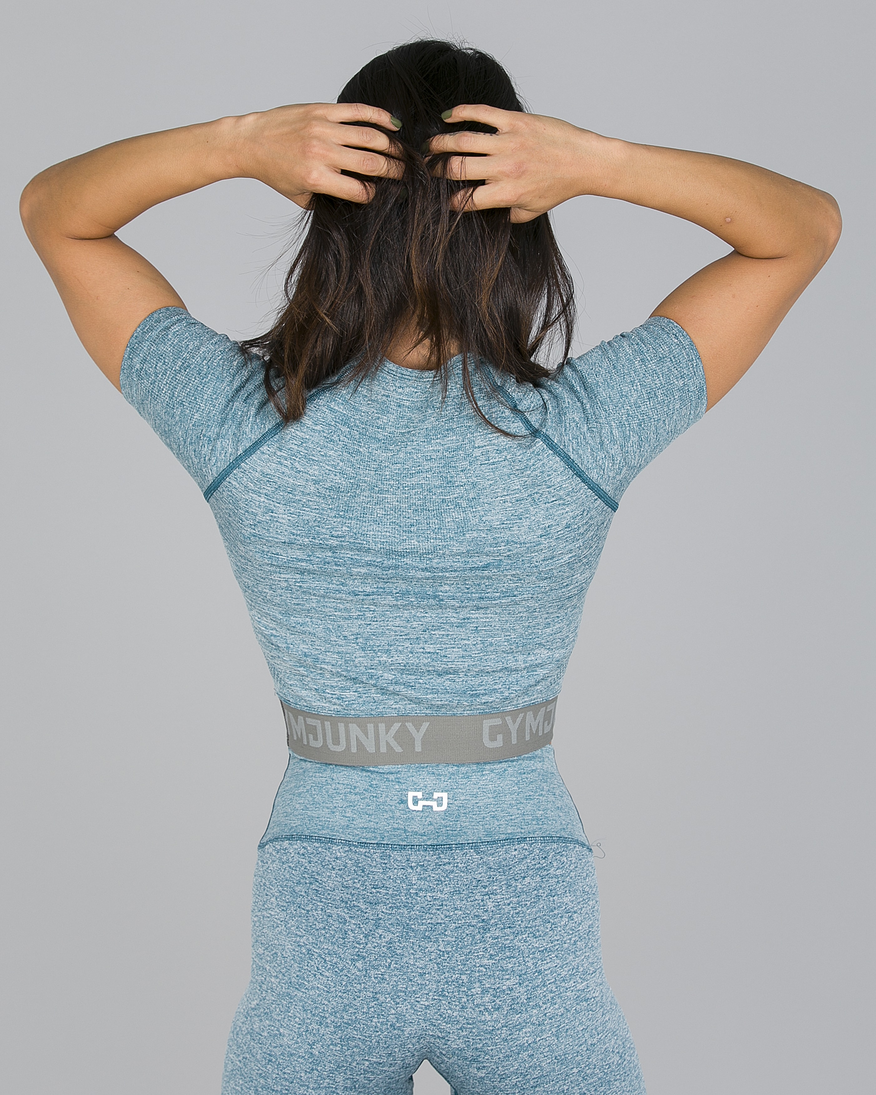 Gymjunky - Hale Performance Top - Petrol Blue Melange4