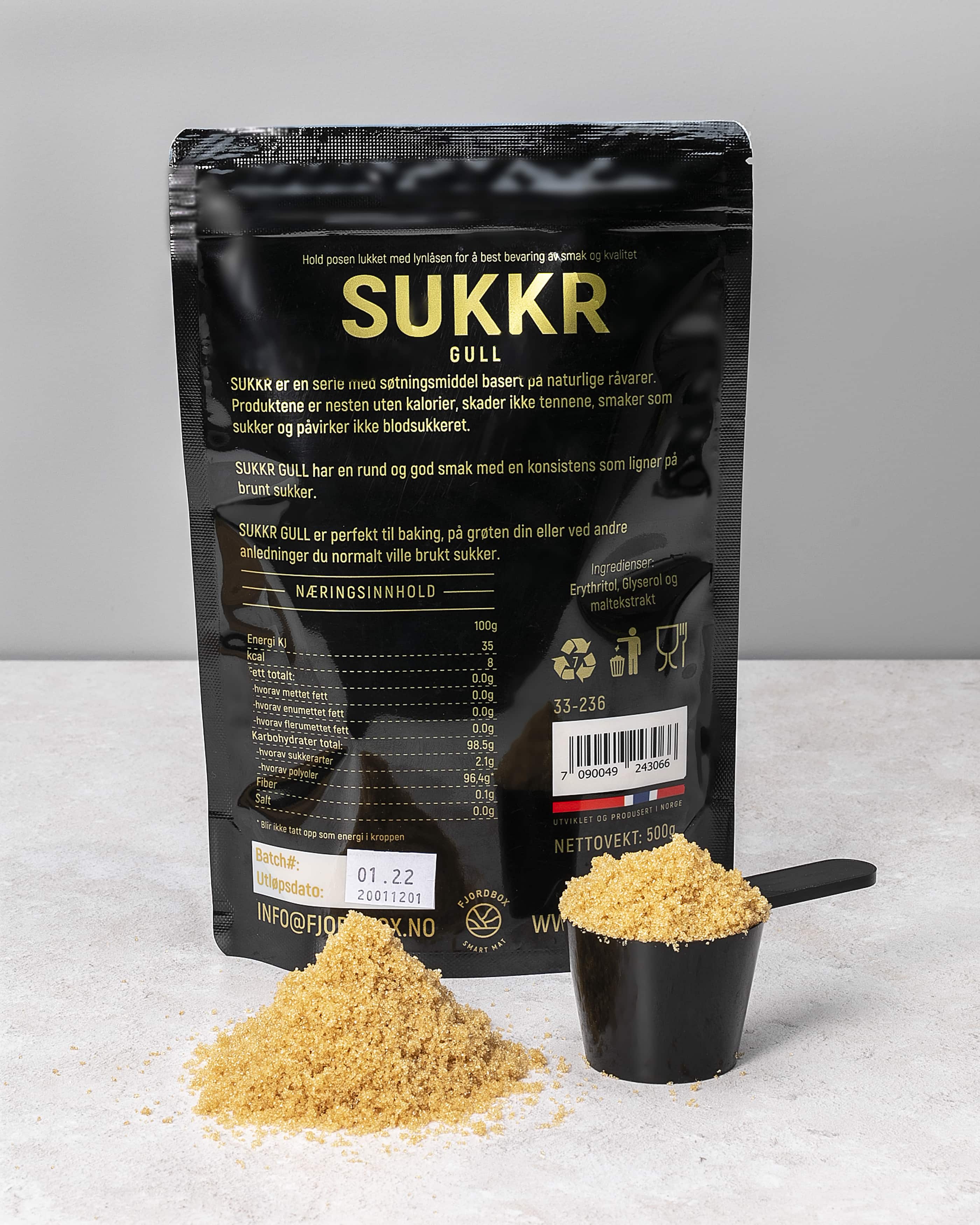 SUKKR GULL 500g - Kalorifritt Brunt Sukker!3_1