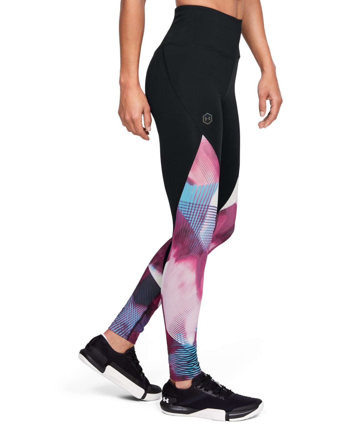 Under Armour Rush Legging - Print Black/Purple - XL - the body