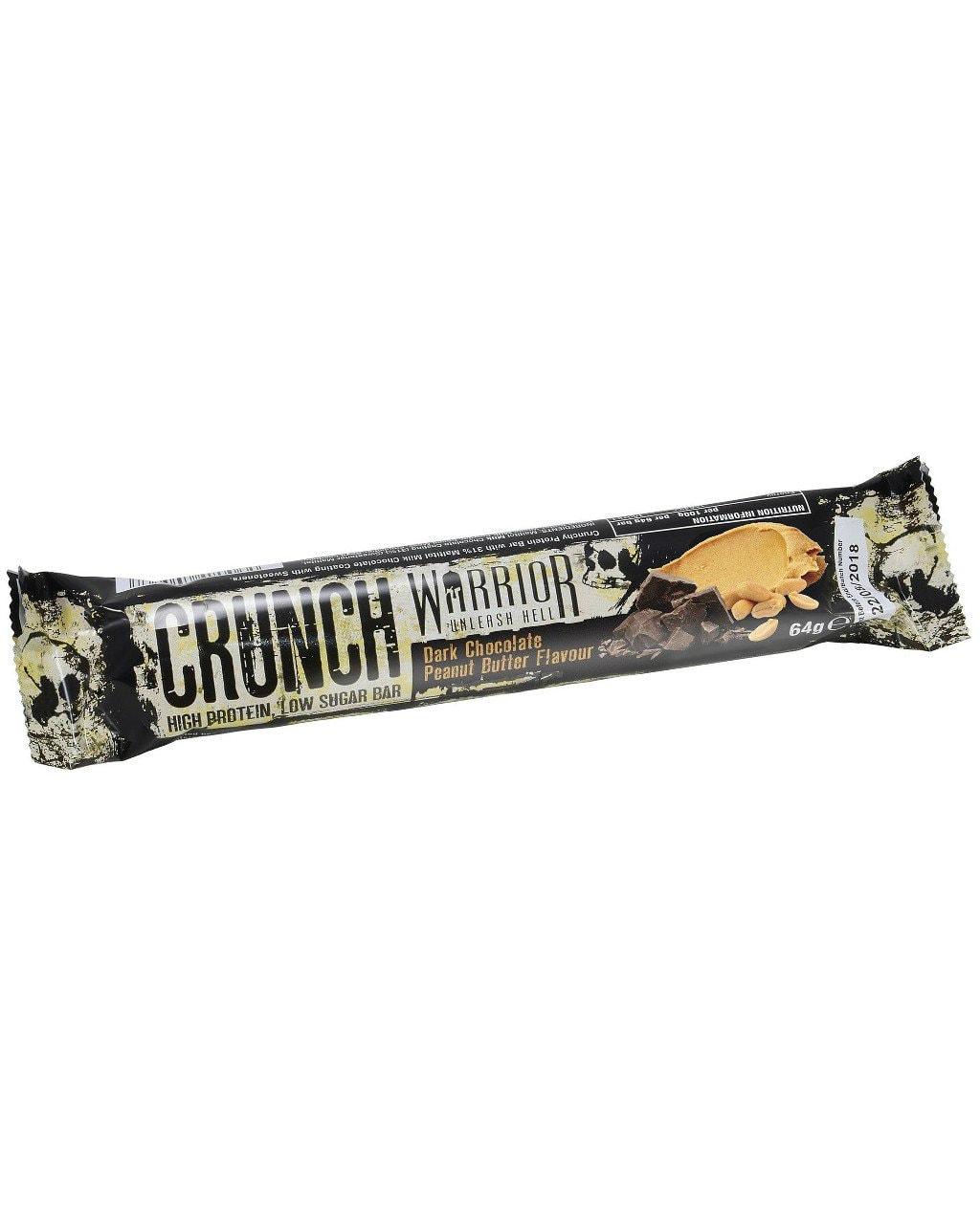Warrior Crunch Bar Dark Chocolate Peanut Butter 64g - vanilla protein powder