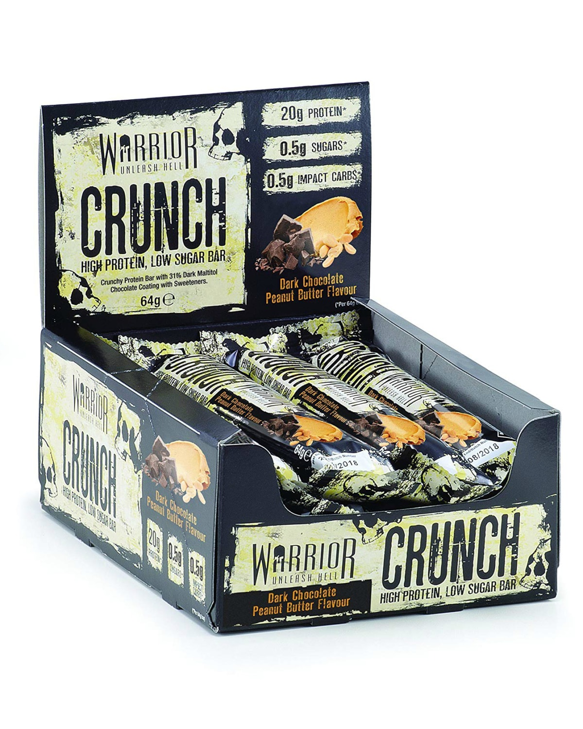 Warrior Crunch Bar Dark Chocolate Peanut Butter 12x64g - proteinbar