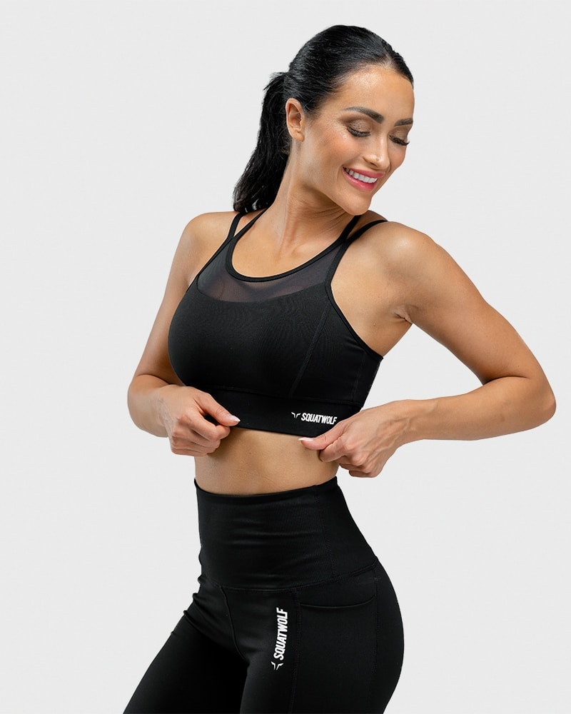 Squat Wolf - We Rise Sports Bra - Black - XS - gym workout