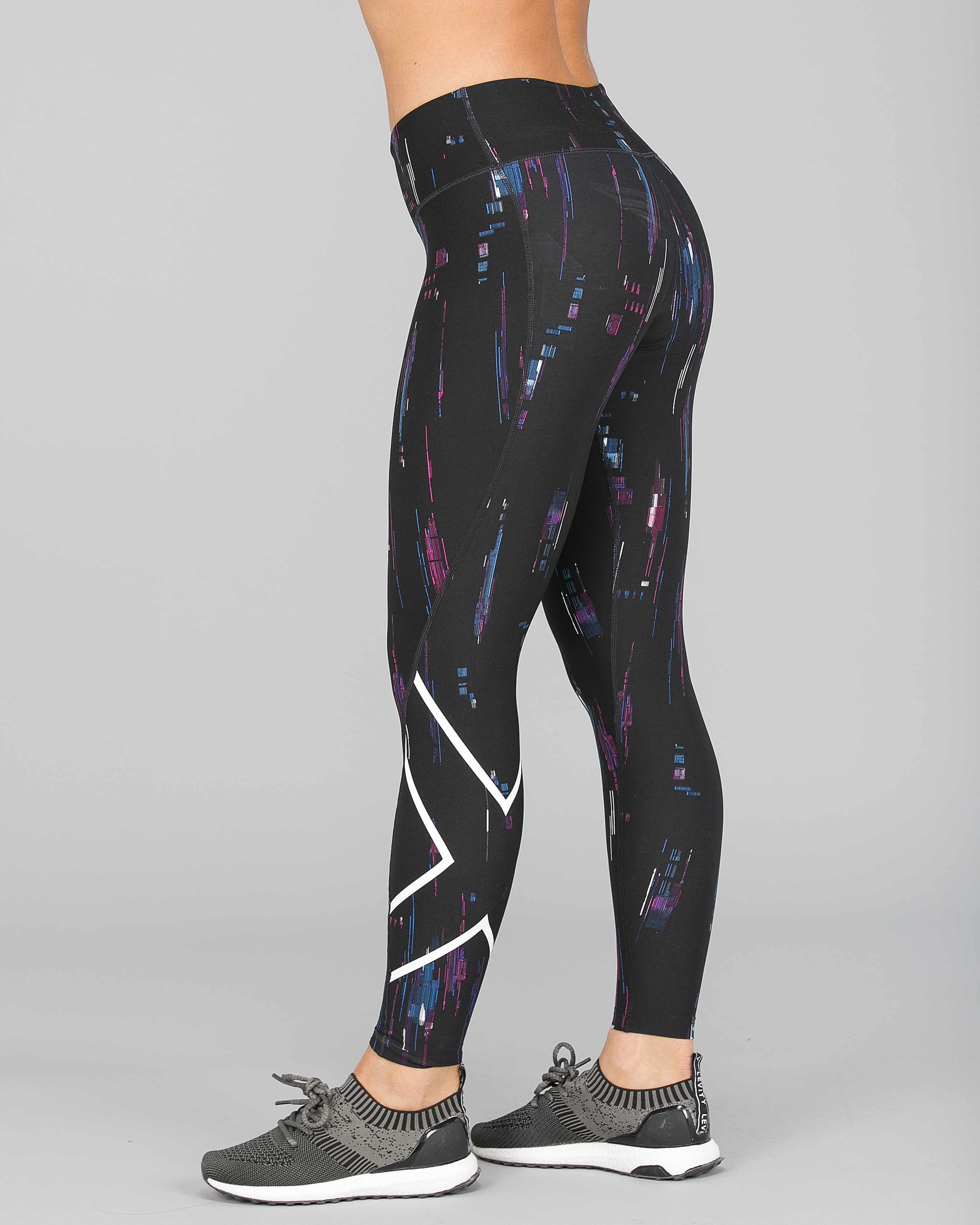 2XU Print Mid-Rise Comp Tights Women - Frequency Boysenberry:White10