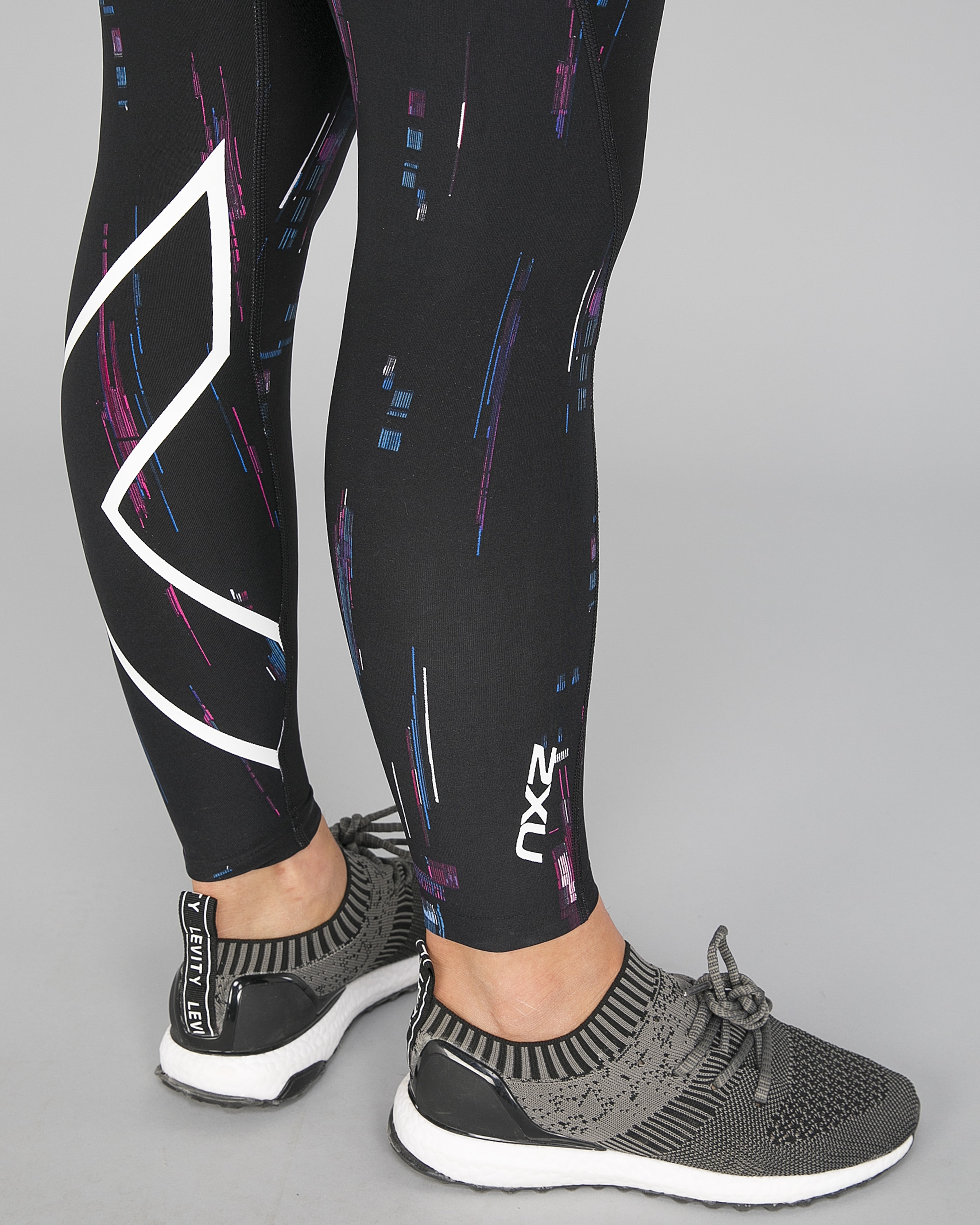 2XU Print Mid-Rise Comp Tights Women - Frequency Boysenberry:White20
