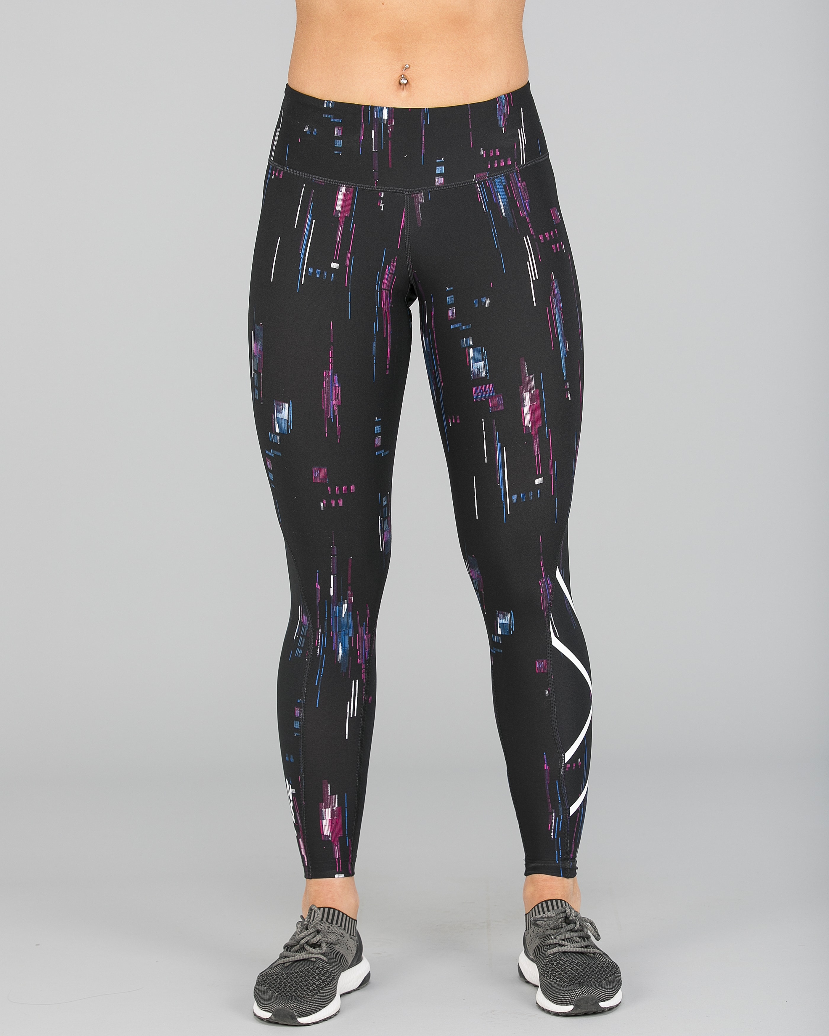 2XU Print Mid-Rise Comp Tights Women - Frequency Boysenberry:White9