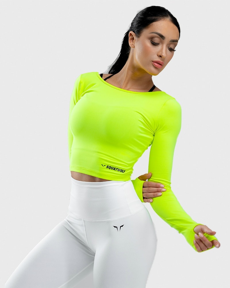 Squat Wolf - Warrior Crop Tee - Neon - XS - the