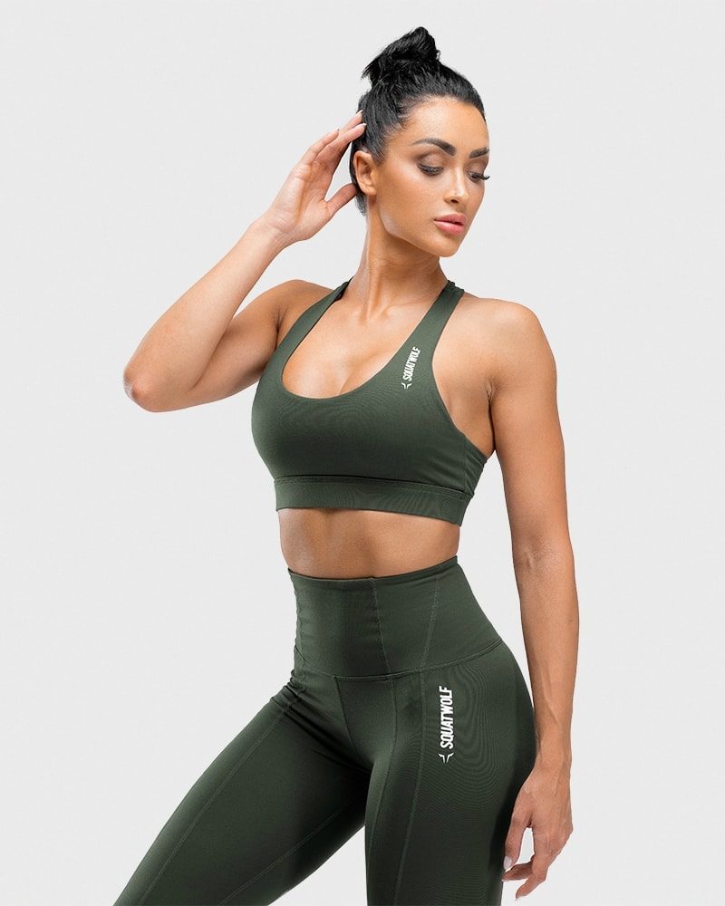 Squat Wolf - Warrior Sports Bra - Olive - M - the