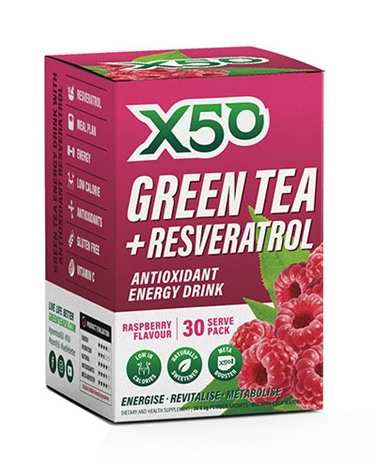X50 Green Tea + Resveratrol - Raspberry - shake mix