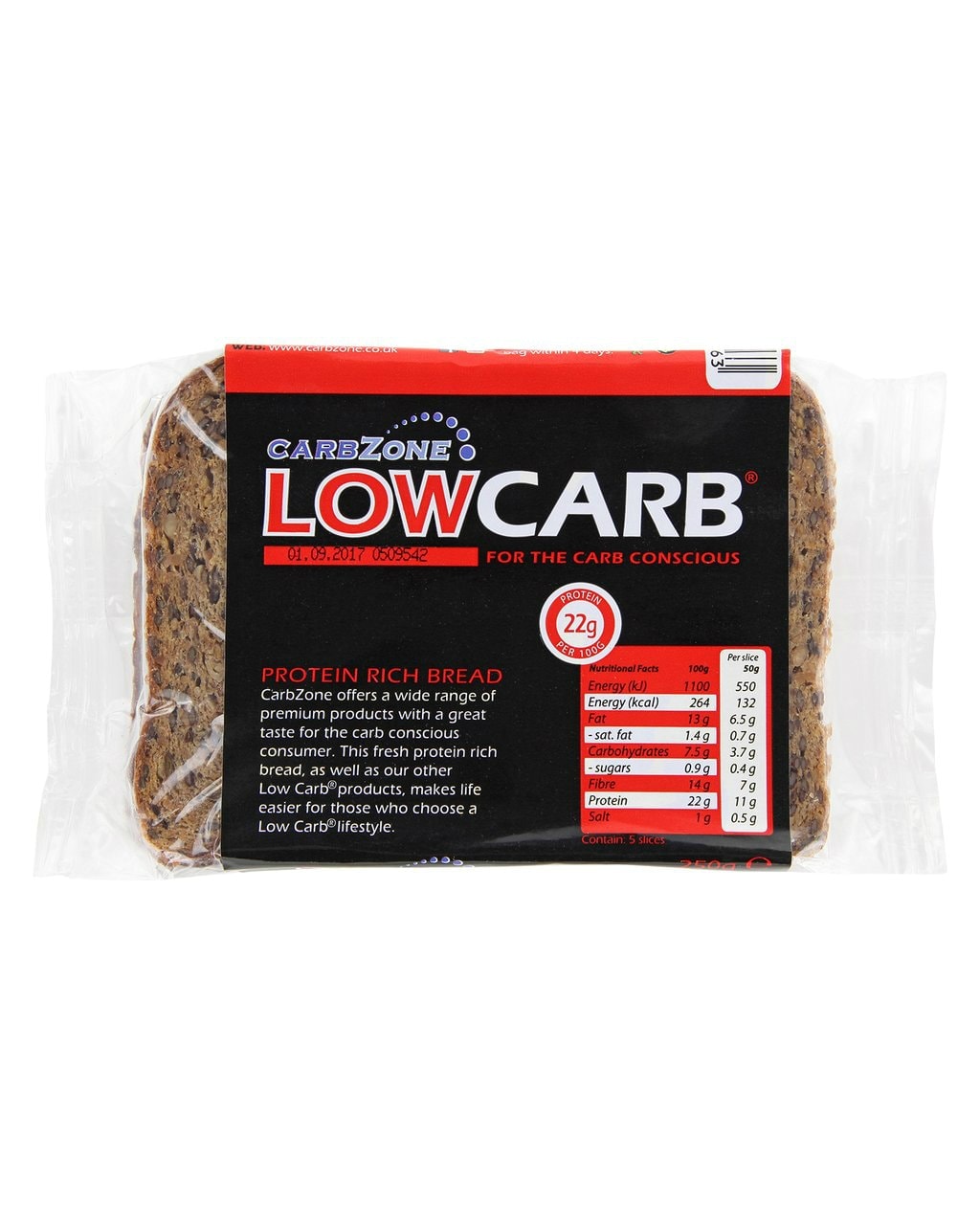 CarbZone Low Carb Bread 250g - protein rich