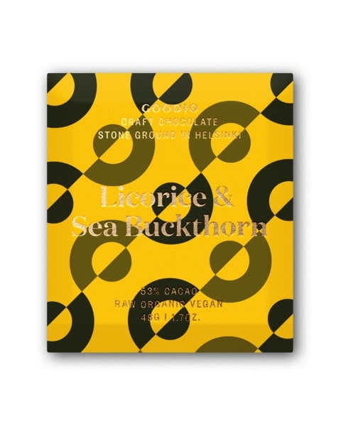 Goodio Organic Love Letter Bars - Licorice 48g - chocolate powder