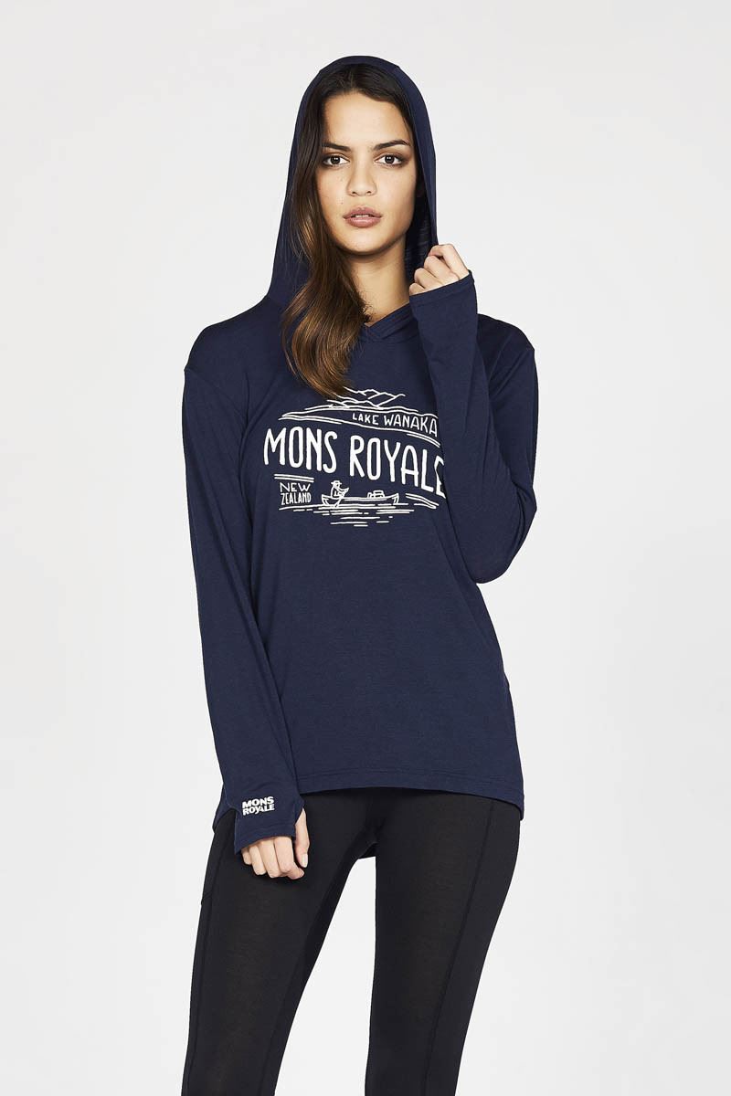 Mons Royale Wanaka Paige Longline, Navy - M - merino ull