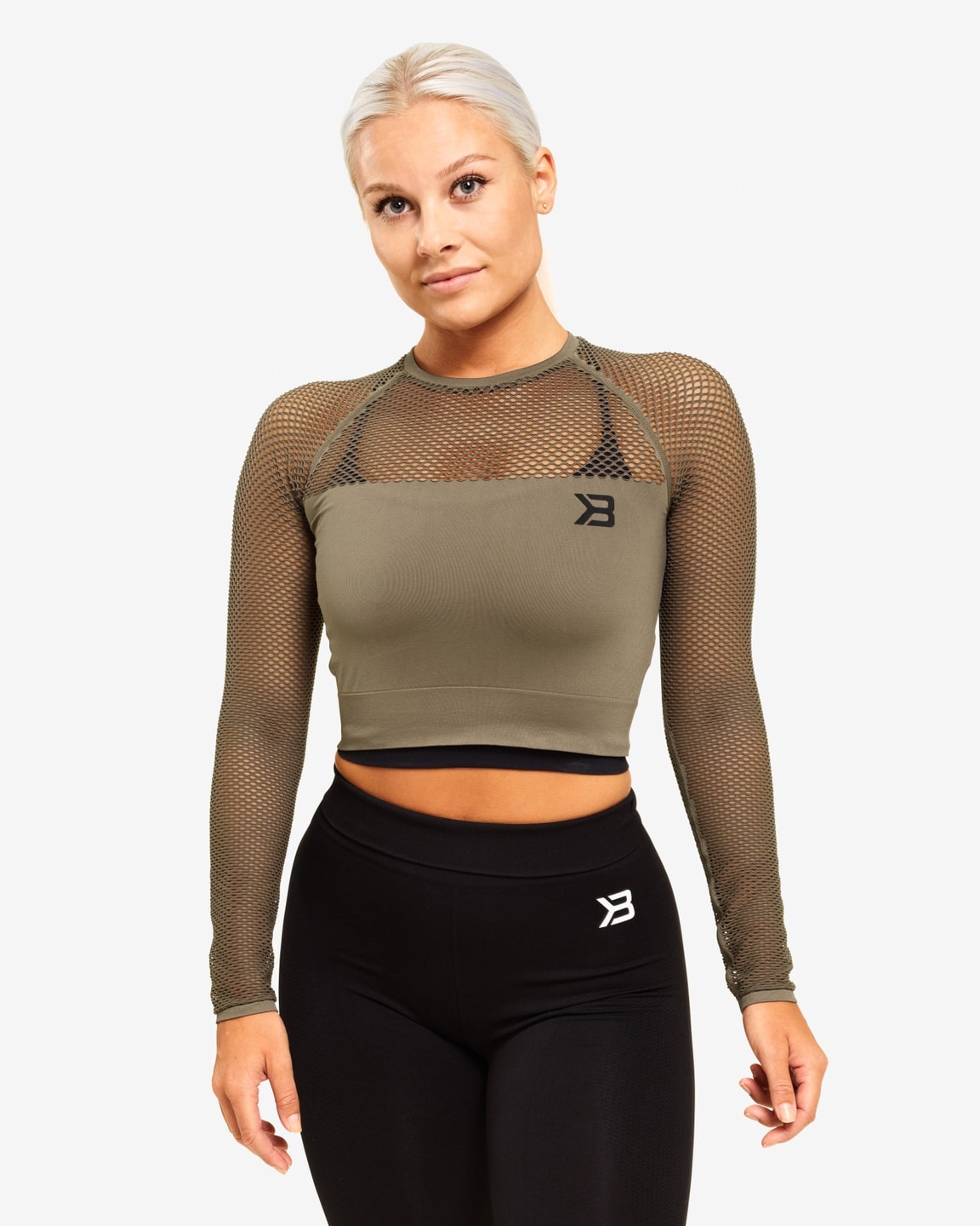 Better Bodies Bronx Cropped LS Wash Green - M - the body