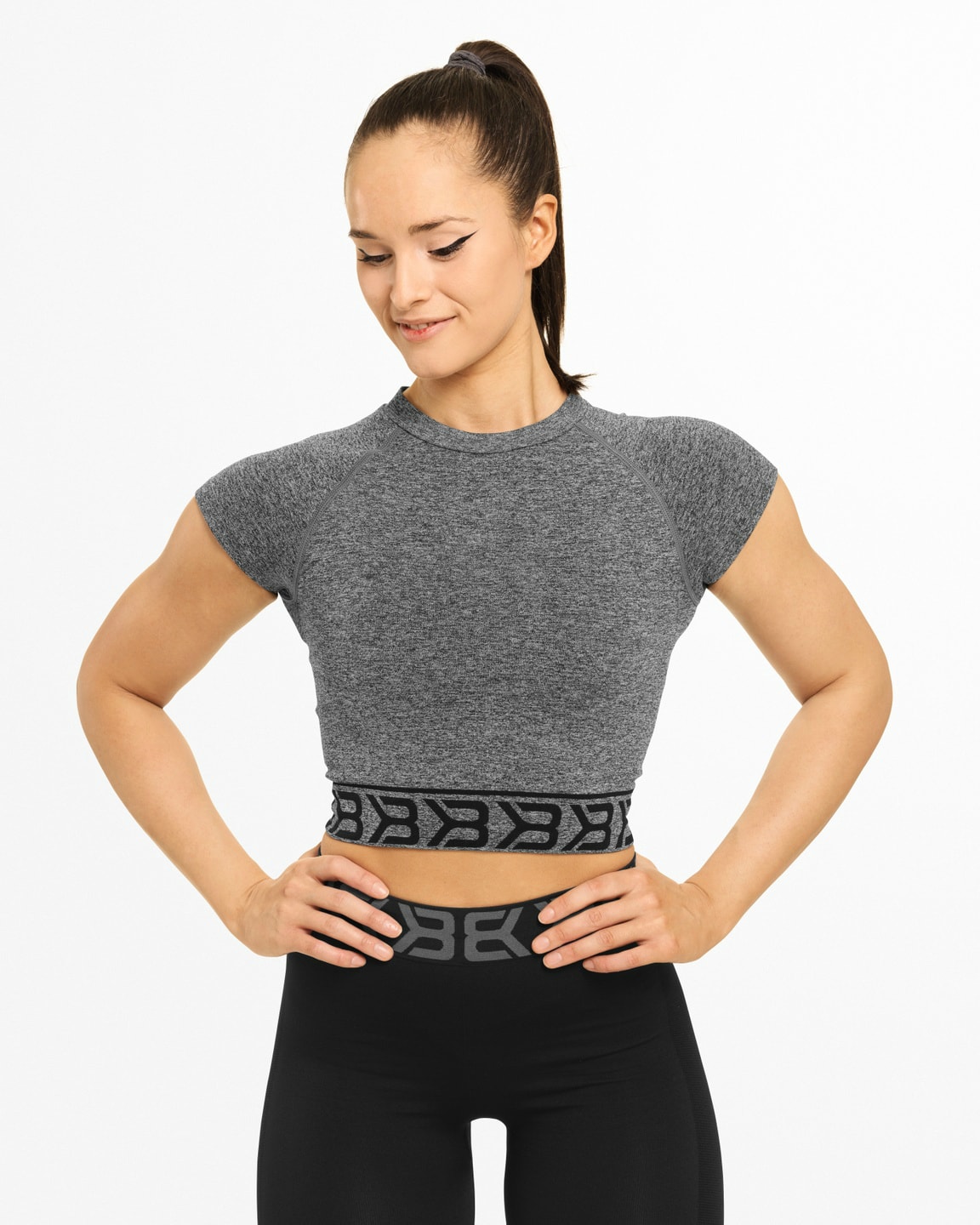 Better Bodies - Sugar Hill Tee - Graph Melange - S - during workout
