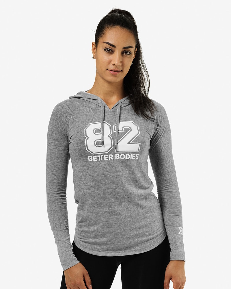 Better Bodies Varsity hoodie Grey Melange - S