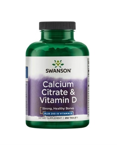 Swanson - Calcium Citrate & Vitamin D - 250tabs - magnesium for