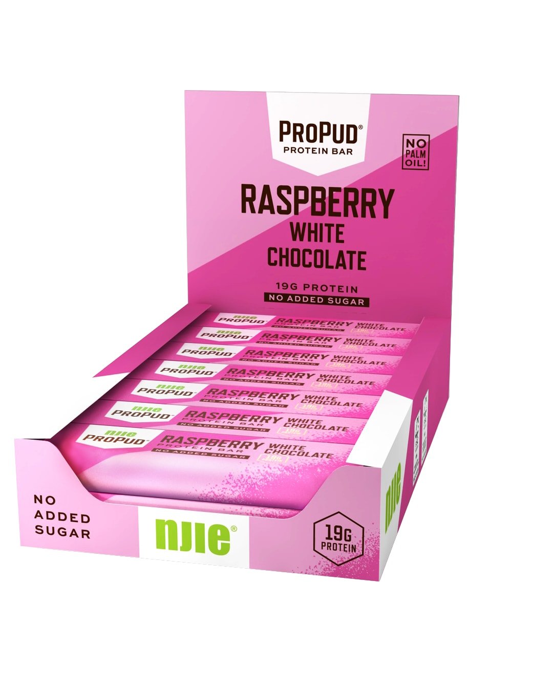 NJIE ProPud Protein Bar - Raspberry White Chocolate 12x55g - men
