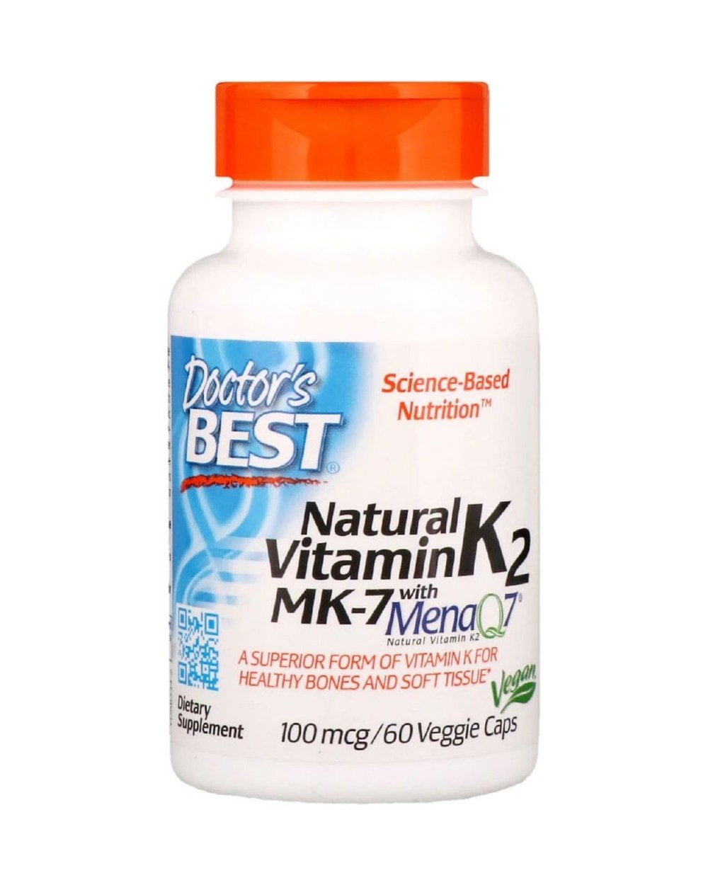 Doctor's Best Natural Vitamin K2 plus D3 with MenaQ7, 180 mcg, 60 veggie caps - the body