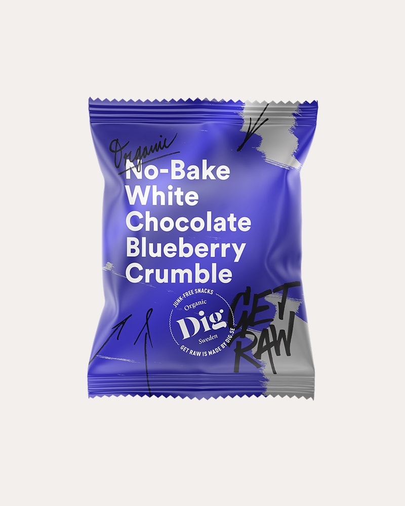 Get Raw Smulpaj No-Bake White Chocolate Blueberry Crumble 35g - protein bar