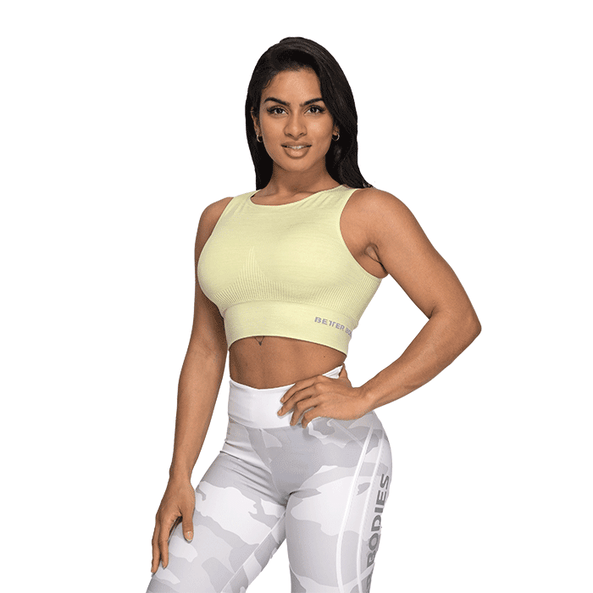 Better Bodies Rib Seamless Top - Mellow Green Melange - L - fit shorts