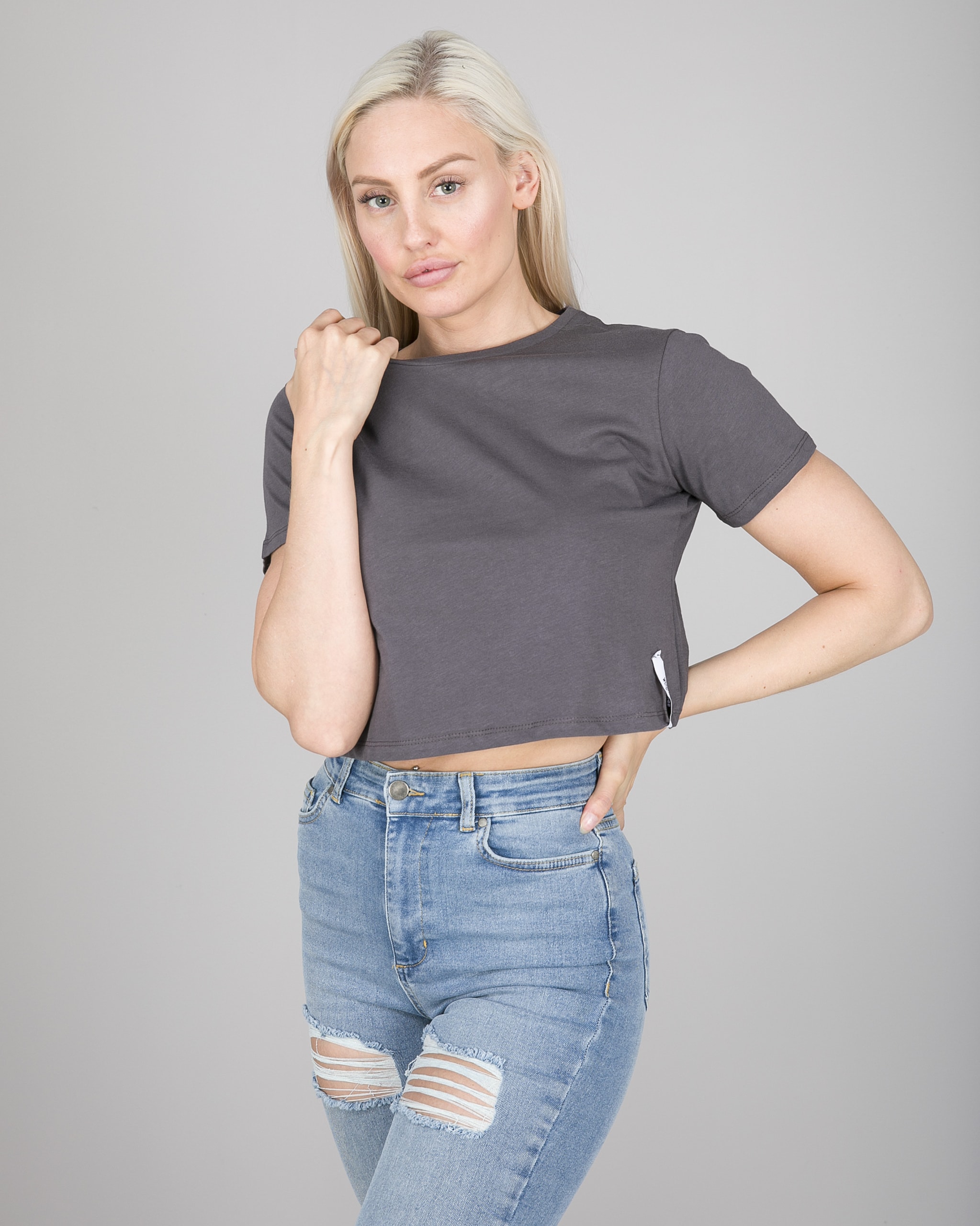 Weightless Stacey Cropped Tee Grey2
