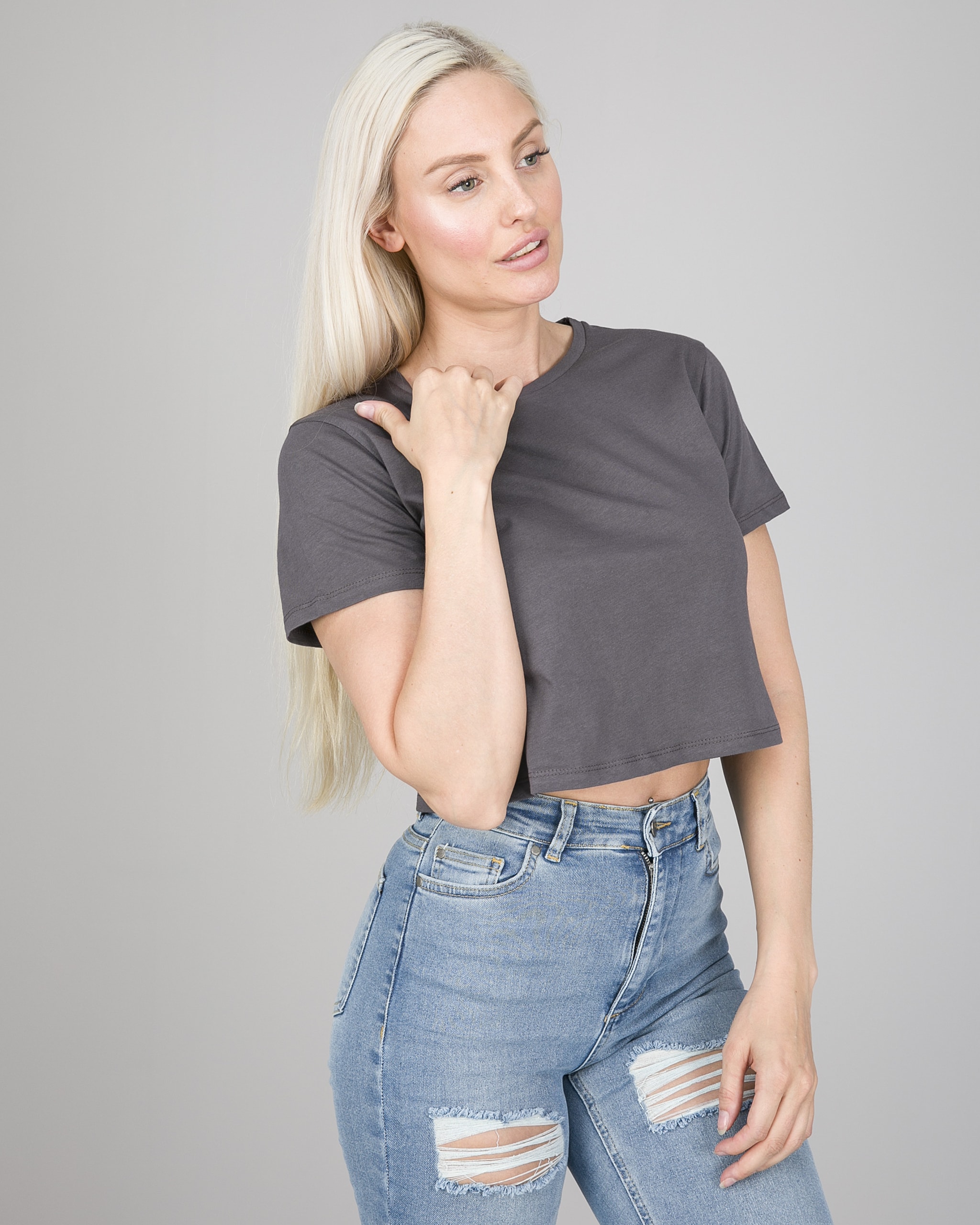 Weightless Stacey Cropped Tee Grey6