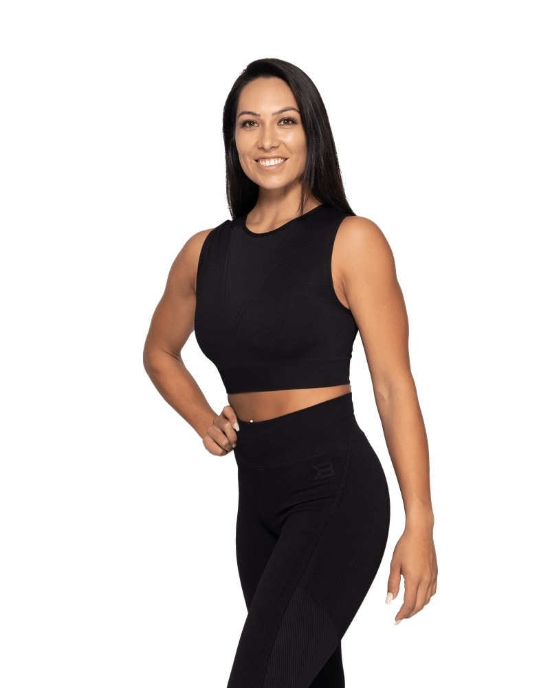 Better Bodies Roxy Seamless Top - Black/Dark Navy - M - the