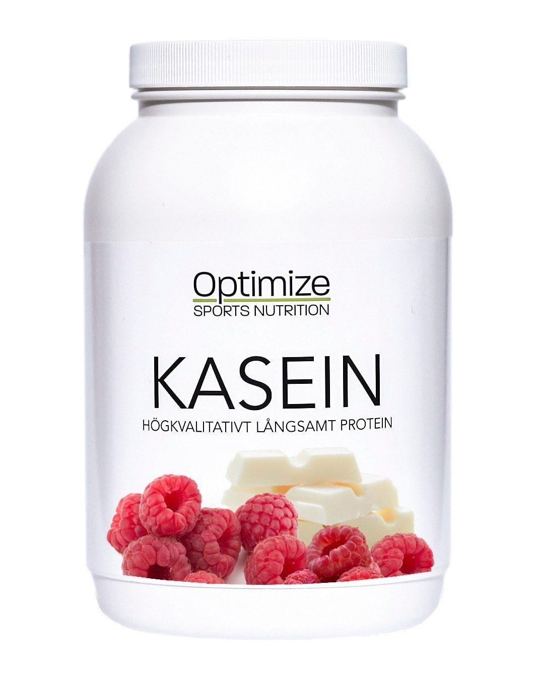 Optimize Sports Nutrition Kasein Bringebær & Hvit Sjokolade 1000g - protein pulver