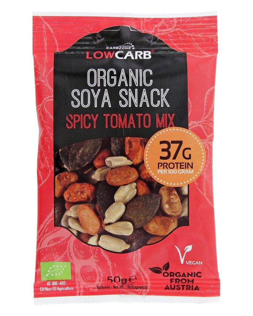CarbZone Organic Protein Soya Snacks - Tomato Mix 50g - men