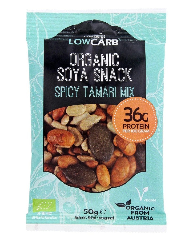 CarbZone Organic Protein Soya Snacks - Tamari Mix 50g - men