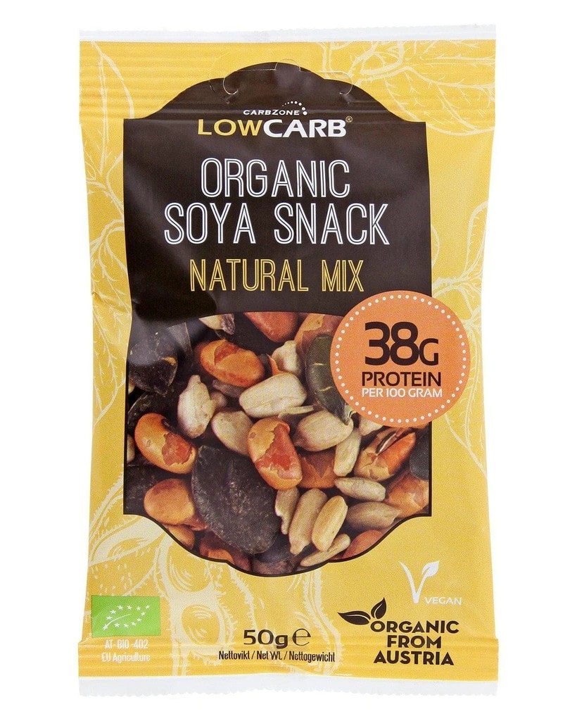 CarbZone Organic Protein Soya Snacks - Natural Mix 50g - men