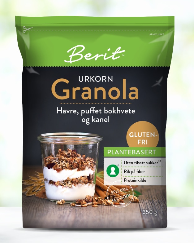 Berit Nordstrand Sukkerfri Granola - Bokhvete & Kanel 350g - med protein