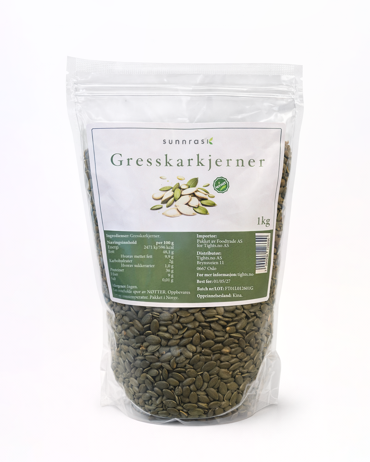 SunnRask Gresskarkjerner 1kg