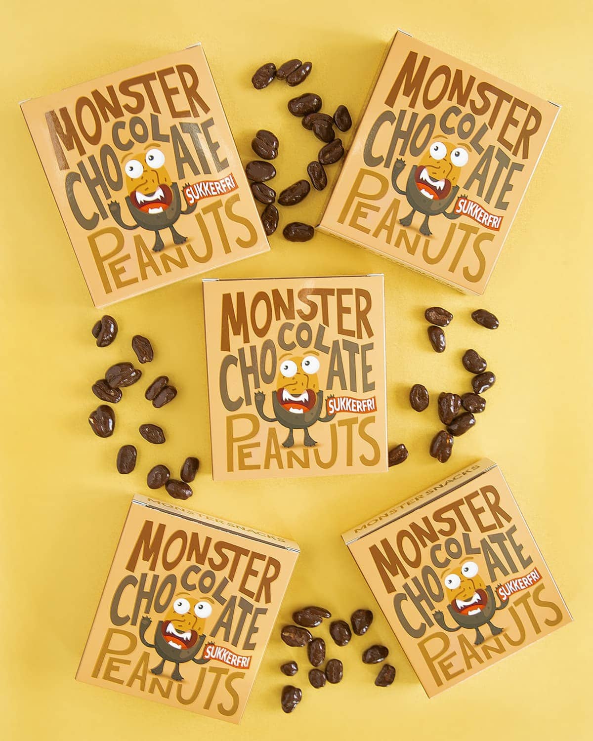 Monster Peanuts & Sugar Free Chocolate 5x70g - FEMPAKNING - sjokolade sunt