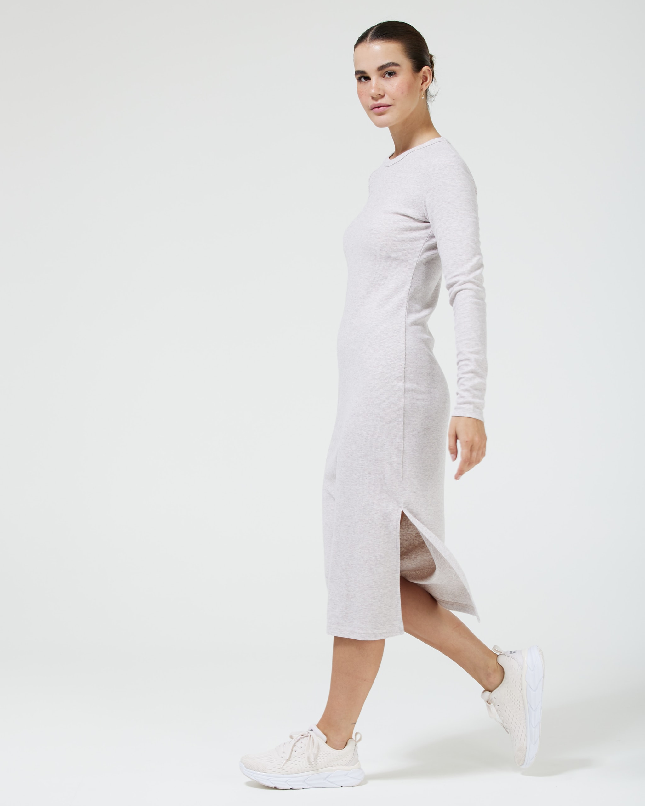 Selene Rib LS Dress Beige Melange7