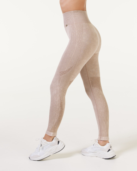 Wave Seamless Mesh Tights Beige Sandwash